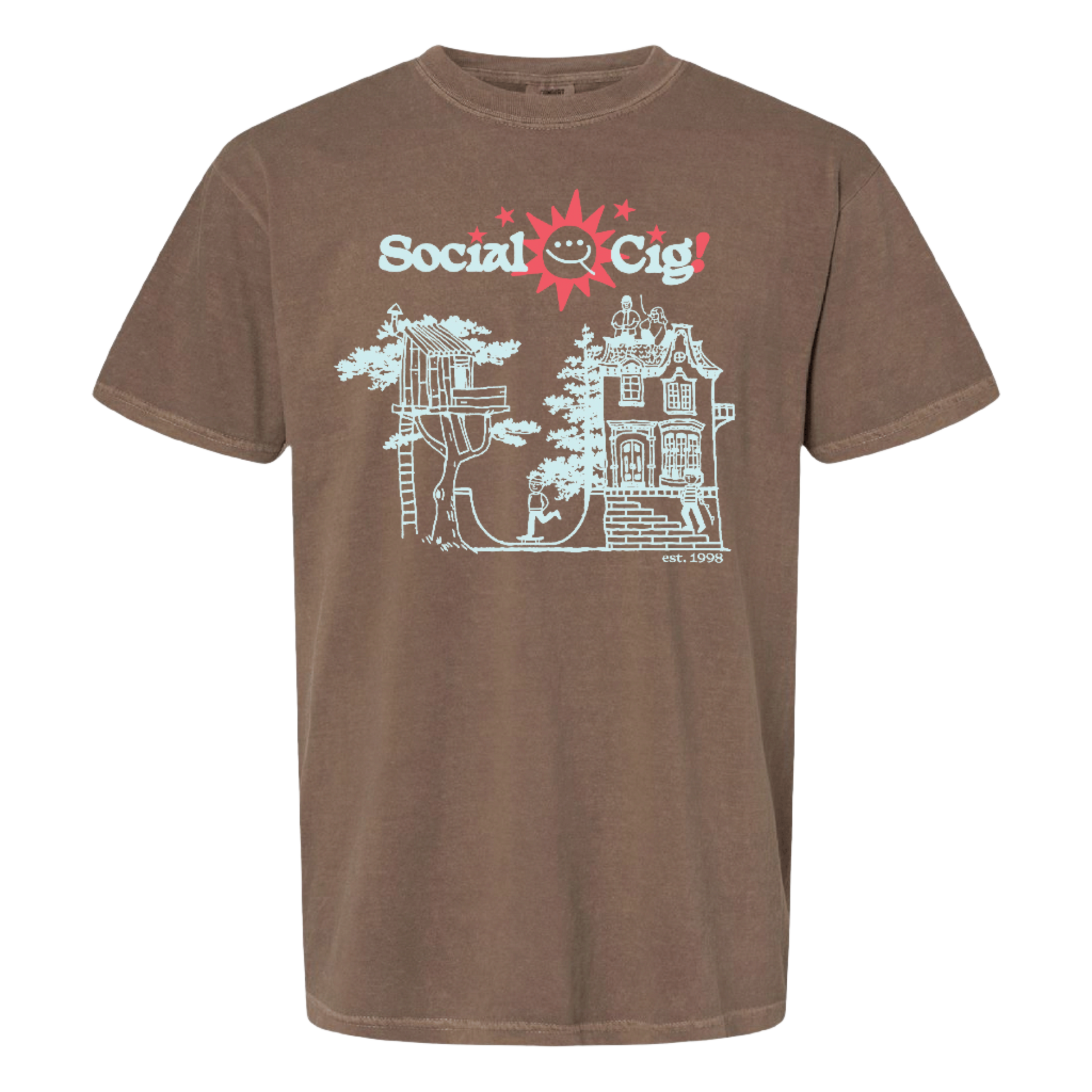 Social Cig Treehouse Tee in Espresso on Comfort Colors garment